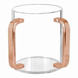 Lucite Wash Cup Round Cup Mirrored Rose Gold Handles