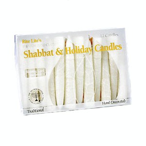 Premium Hand Crafted White Frosted Shabbat Candles - 12 per Box