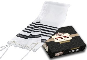 Traditional Wool Tallis Elite Edition Bli without Tzitzis Strings Designed with Sideband And Middleband Medium 55&quot; x 72&quot;