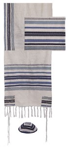 Hand Woven Tallis Blue and White Striped Design by Yair Emanuel
