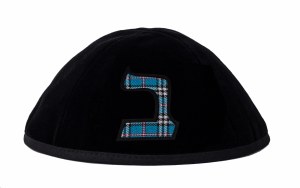 Stones of Class Custom Letter Velvet Kippah Plaid Blue