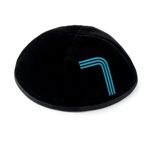 Stones of Class Custom Letter Velvet Kippah Neon Lines Blue Color