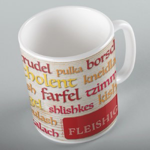 Jewish Mug Word Cloud Fleishig Design 11oz