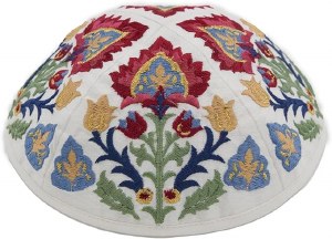 Yair Emanuel Full Embroidered Kippa Square Design Multicolor