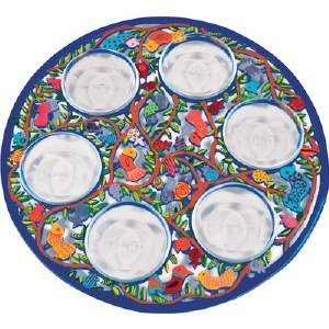 Yair Emanuel Passover Seder Plate Laser Cut Hand Painted - Birds Design