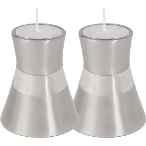Yair Emanuel Anodized Aluminum Small Candlesticks - Silver
