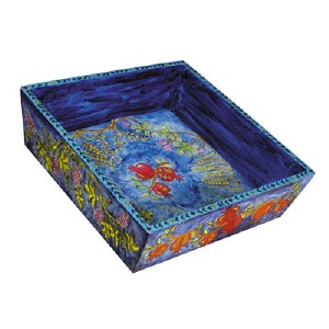 Yair Emanuel Wooden Passover Matzah Plate- The Seven Species
