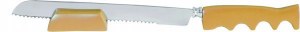 Yair Emanuel Judaica Anodized Aluminum Serrated Knife and Stand Gold