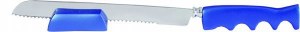 Yair Emanuel Judaica Anodized Aluminum Serrated Knife and Stand Blue