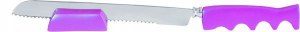 Yair Emanuel Judaica Anodized Aluminum Serrated Knife and Stand Pink