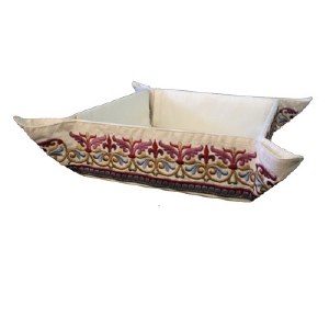 Yair Emanuel Judaica Embroidered Folding Basket Oriental Red