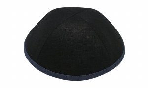 iKippah Black Linen with Gray Rim Size 5