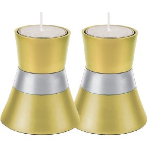 Yair Emanuel Anodized Aluminum Small Candlesticks - Gold