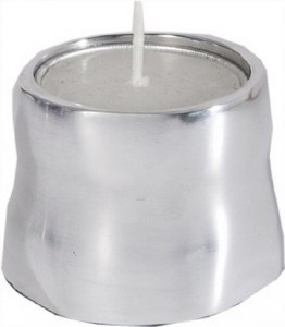 Yair Emanuel Anodized Aluminum Tea Light Single Candle Holder Silver Shiny