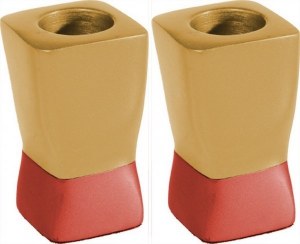 Yair Emanuel Candlesticks Gold and Red Small Anodized Aluminum