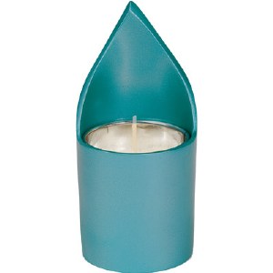 Yair Emanuel Anodized Aluminum Memorial Candle Holder - Turquoise