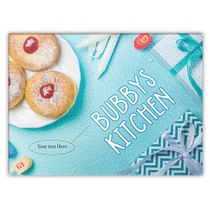 Personalized Glass Chanukah Menorah Tray Doughnuts Design 15" x 11"