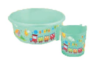 Childrens' Wash Cup Set Glow in the Dark Plastic Designed with Multicolor Train
