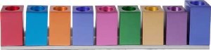 Yair Emanuel Judaica Aluminum Cubes Candle Menorah Multicolor