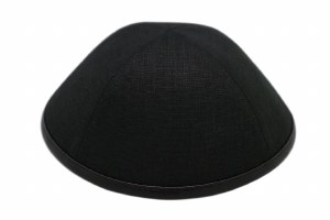 iKippah Black Linen Leather Rim Size 2