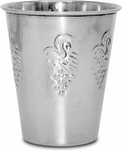 Stainless Steel Kiddush Cup Grapes Design 3.4 Oz