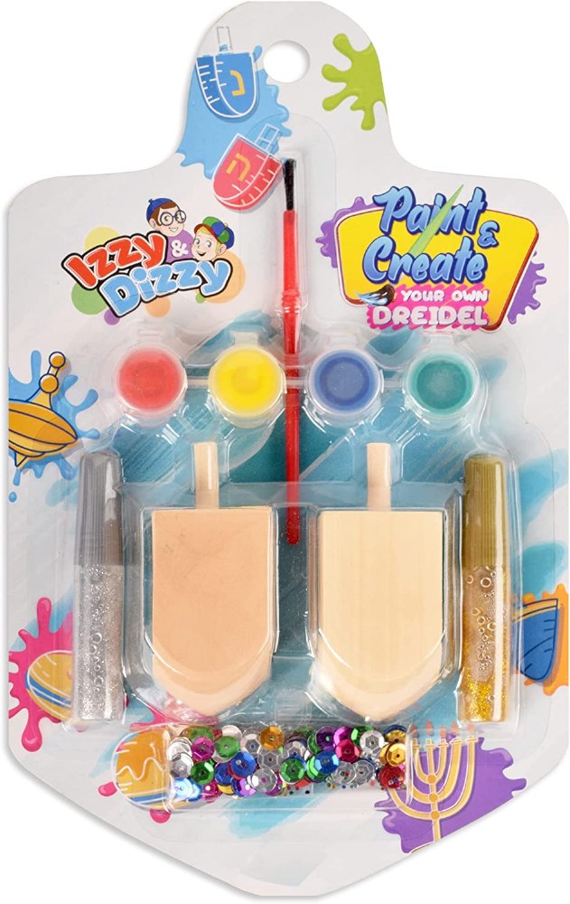 Izzy N Dizzy Hanukkah Wooden Dreidel Painting Kit - DIY Wood Crafts Fo