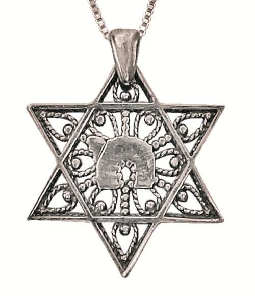Image of Silver Chai In Star Of David Necklace #NDN2026-300