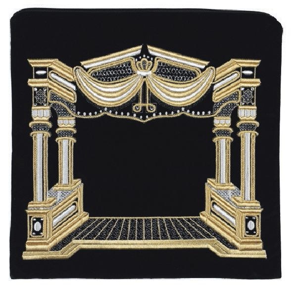 Image of Tallis Bag Velvet Gold Embroidered Shaar Blat Design Large Size Black