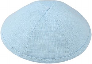 Kippah Light Blue Linen 6 Part One Size Fits All