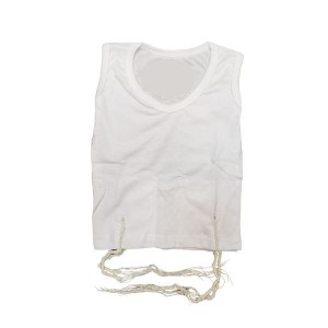 T-shirt Tzitzis Mefoar Size XS (18) Round Neck Ashkenazi Meyuchad Strings White