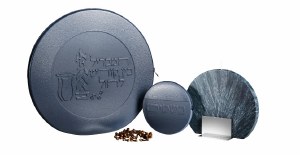 Round Leather Havdallah Set Classic Design Ashkenaz Blue 8"