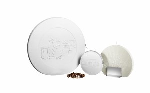 Picture of Round Leather Havdallah Set Classic Design Ashkenaz White 8"