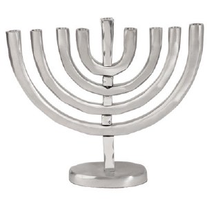 Hanukkah Candle Menorah Anodized Aluminum Silver