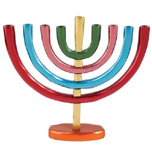 Hanukkah Candle Menorah Anodized Aluminum Coloful