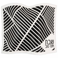 Faux Leather Challah Cover Laser Cut Design BlackWhite
