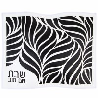 Faux Leather Challah Cover Laser Cut Leaf Design Black 17.5" x 22"