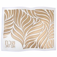 Faux Leather Challah Cover Laser Cut Leaf Design Gold 17.5" x 22"