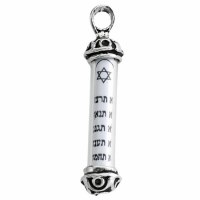 Sterling Silver Pendant 10 Commandments Mezuzah 1.5" H