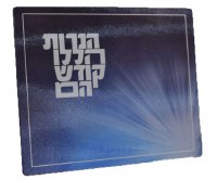 Additional picture of Chanukah Tray Glass Blue Haneiros Hallalu Design
