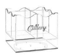 Lucite Swivel Cutlery Holder Wave Design Silver Accent
