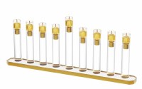 Lucite Strip Menorah Tube Design Gold 13.5"