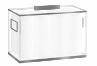 Lucite Towel Box with 8 White Towels Edged Design Silver