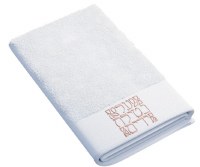 Plush Hand Towel Al Netilas Yadayim Motif Embroidery White Pink 12" x 20"