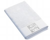 Plush Hand Towel Al Netilas Yadayim Motif Embroidery White Silver 12" x 20"