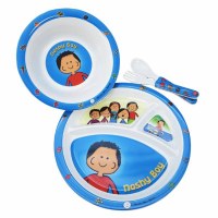 Kids Melamine 4 Piece Dish Set Noshy Boy Design