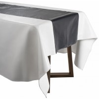 Faux Leather Tablecloth Runner Design White and Black 60" x 90"