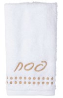 Pesach Finger Towel Dot Border Design White Gold