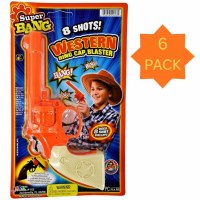 Western Ring Cap Blaster Toy Cap Gun 8 Shots 6 Pack