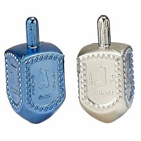 Plastic Dreidel Metallic Blue or Silver Assorted Colors Single Piece 1.5"