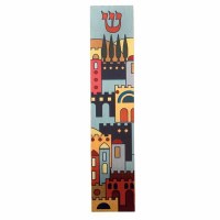 Aluminum and Lucite Mezuzah Case Jerusalem Design Multicolor 12cm